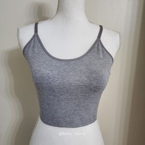 Gray Heather Sleeveless Crop Top Sports Bra